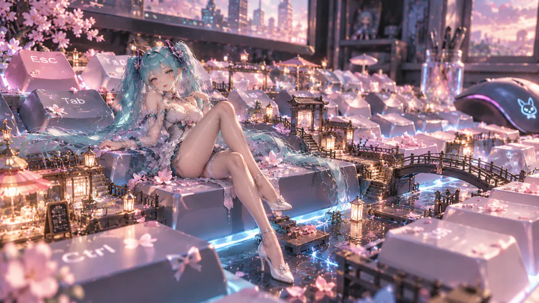 7k壁纸|初音未来樱花花瓣暖光室内靠窗城市黄昏 - 二次元美少女「哲风壁纸」 7k壁纸|初音未来樱花花瓣暖光室内靠窗城市黄昏 - 二次元美少女「哲风壁纸」
