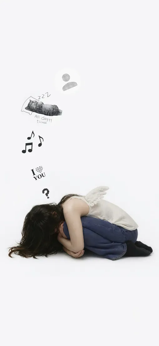 蜷缩长发女孩手机壁纸|纯白简约背景图片 - 手绘涂鸦元素「哲风壁纸」 蜷缩长发女孩手机壁纸|纯白简约背景图片 - 手绘涂鸦元素「哲风壁纸」