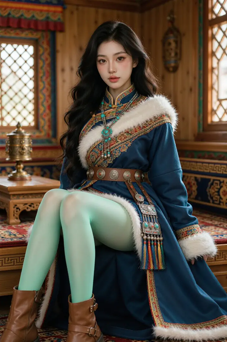 藏族少女手机壁纸｜木屋民族服饰背景图片 - 清新复古写真「哲风壁纸」