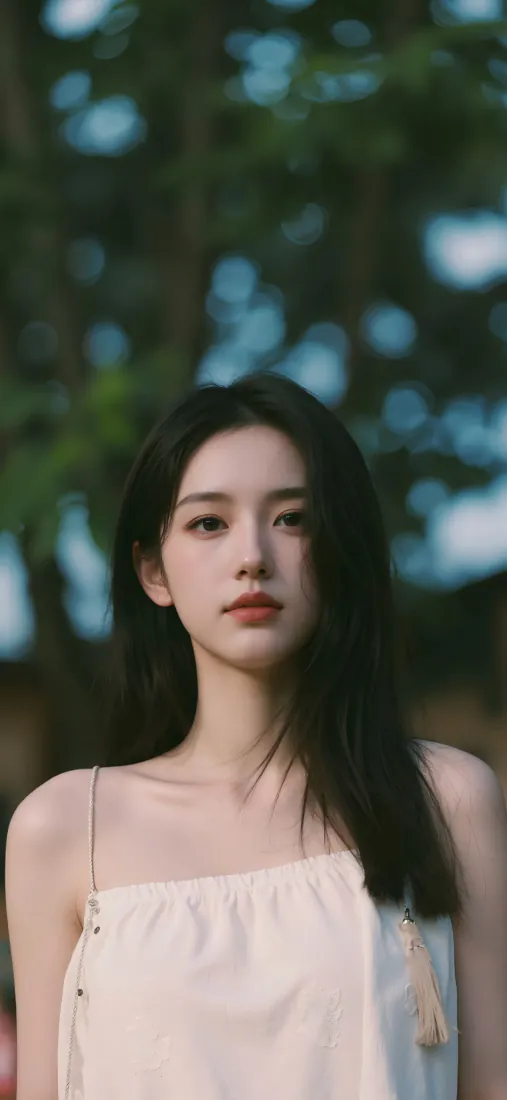 白衣美女手机壁纸｜林间白裙少女背景图片 - 清新治愈「哲风壁纸」