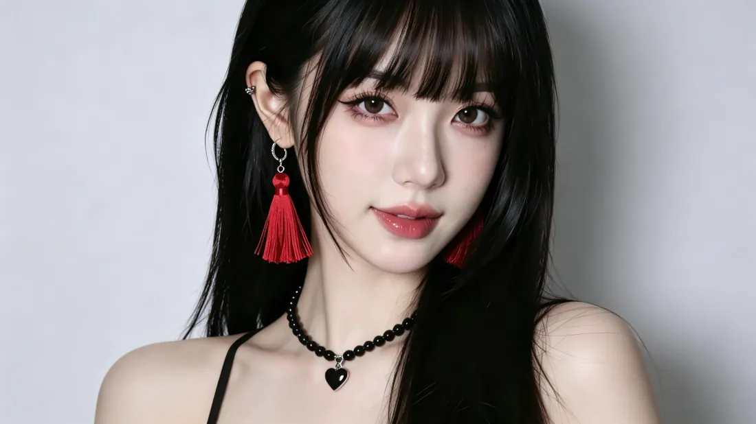 3k黑发红唇美女壁纸|红流苏耳饰少女背景图片 - 冷艳写真「哲风壁纸」 3k黑发红唇美女壁纸|红流苏耳饰少女背景图片 - 冷艳写真「哲风壁纸」