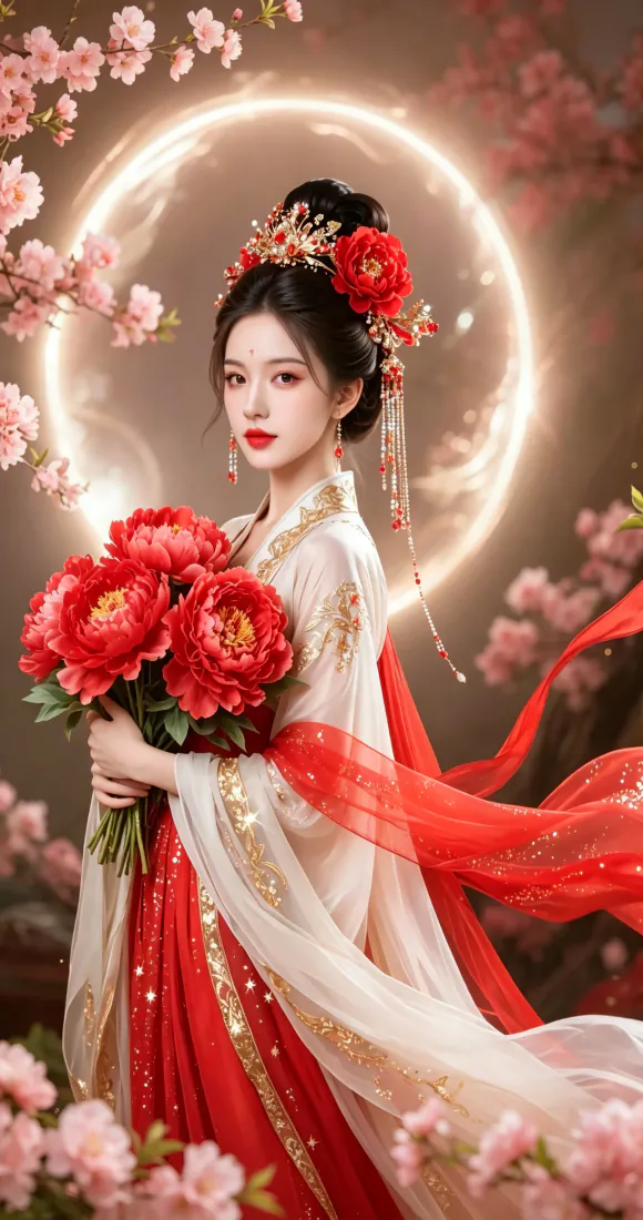古风汉服少女手机壁纸|红牡丹花束背景图片 - 梦幻国风「哲风壁纸」 古风汉服少女手机壁纸|红牡丹花束背景图片 - 梦幻国风「哲风壁纸」