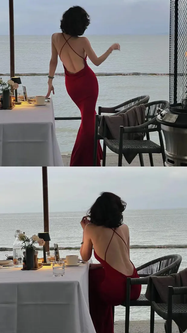 露背红裙美女手机壁纸|海边露台餐厅背景图片 - 优雅氛围感「哲风壁纸」 露背红裙美女手机壁纸|海边露台餐厅背景图片 - 优雅氛围感「哲风壁纸」