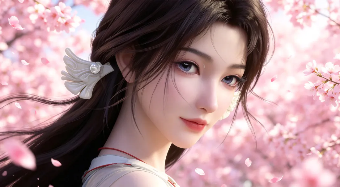 3k宋玉壁纸｜樱花树下古风女子背景图片 - 唯美浪漫「哲风壁纸」