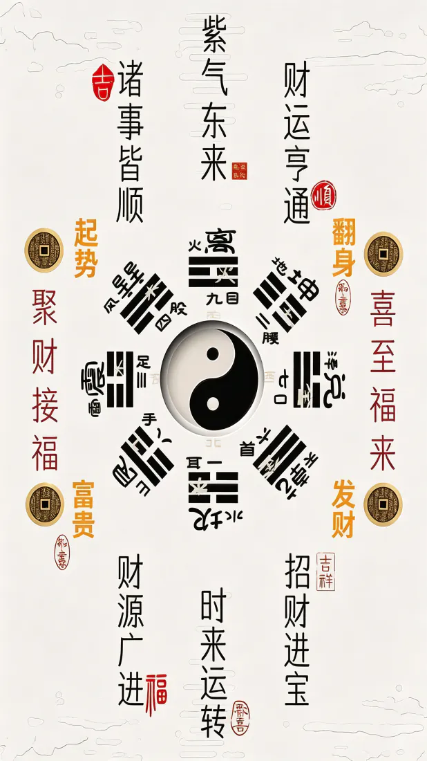 太极八卦手机壁纸｜中式吉祥文字背景图片 - 国风祈福「哲风壁纸」