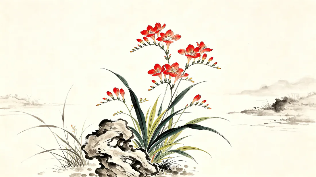 3k水墨花卉壁纸|红花湖石远山背景图片 - 淡雅国风「哲风壁纸」 3k水墨花卉壁纸|红花湖石远山背景图片 - 淡雅国风「哲风壁纸」