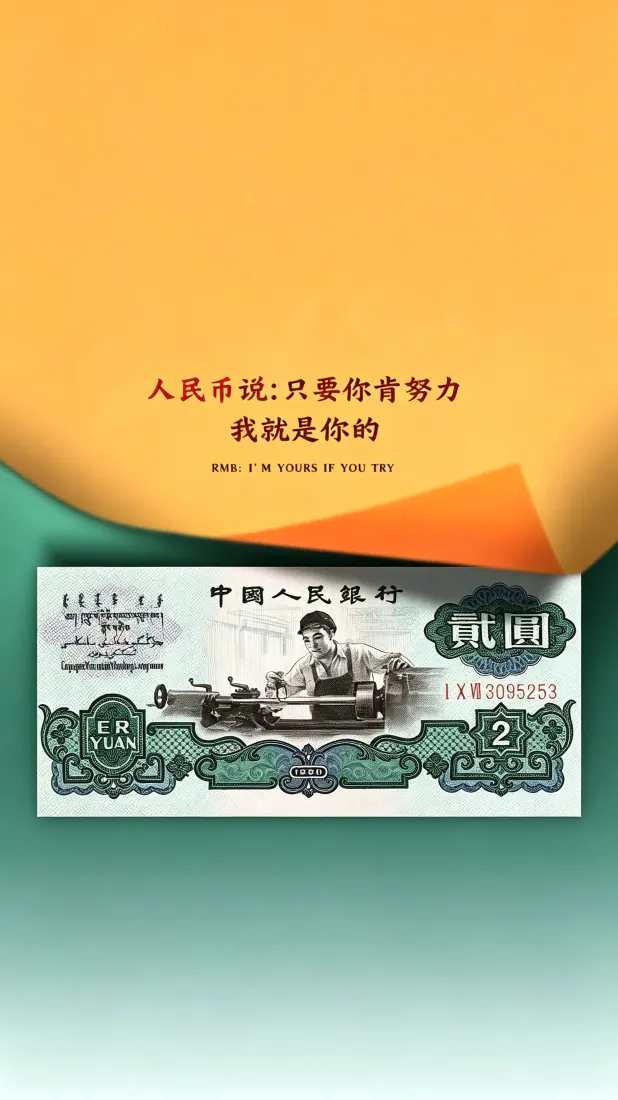 手机手机壁纸｜人民币励志语录背景图片 - 趣味搞怪「哲风壁纸」