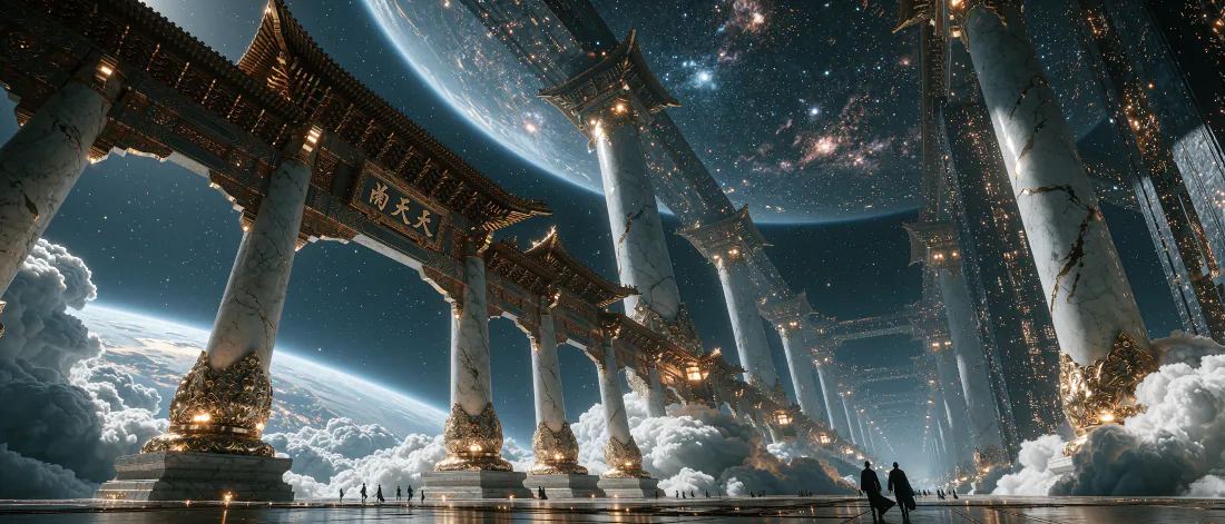 3k天宫巨物壁纸｜云端天宫巨构背景图片 - 壮阔科幻国风「哲风壁纸」