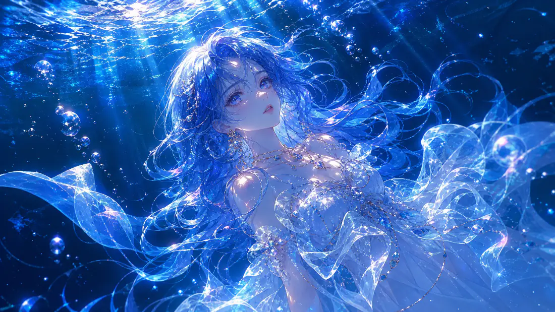 2k水下蓝发少女壁纸|深海气泡光影背景图片 - 梦幻唯美「哲风壁纸」 2k水下蓝发少女壁纸|深海气泡光影背景图片 - 梦幻唯美「哲风壁纸」