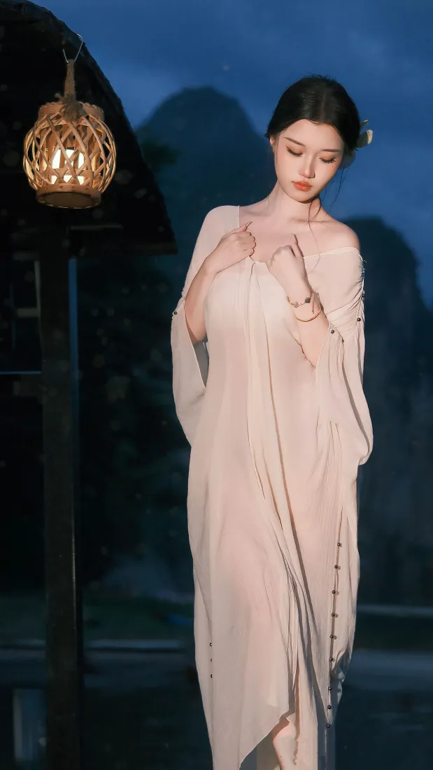 古风美女手机壁纸｜夜色汉服女子背景图片 - 静谧国风「哲风壁纸」