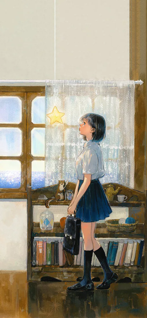 日系少女手机壁纸｜窗边校服女孩背景图片 - 治愈童话风「哲风壁纸」