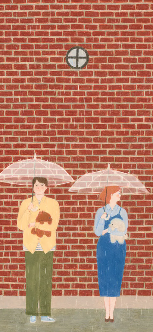 卡通情侣手机壁纸|红砖墙下撑伞男女背景图片 - 治愈温馨「哲风壁纸」 卡通情侣手机壁纸|红砖墙下撑伞男女背景图片 - 治愈温馨「哲风壁纸」