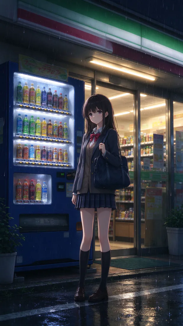 少女手机壁纸|便利店雨夜校服少女背景图片 - 静谧夜景「哲风壁纸」 少女手机壁纸|便利店雨夜校服少女背景图片 - 静谧夜景「哲风壁纸」