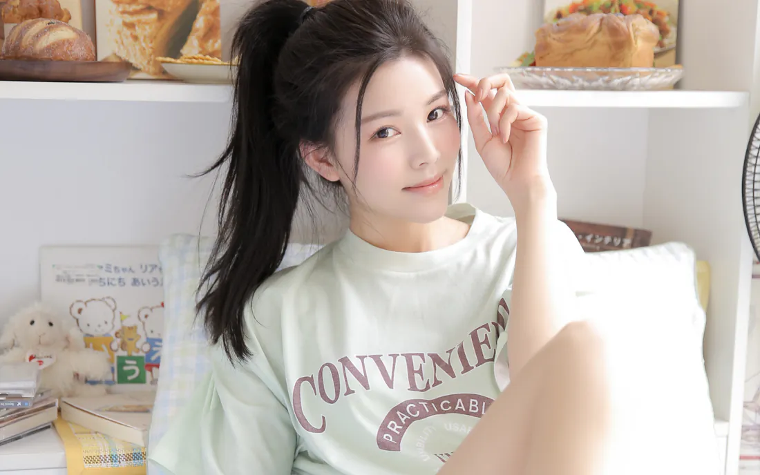 2k颜值美女壁纸｜高马尾少女居家写真背景图片 - 清新治愈「哲风壁纸」