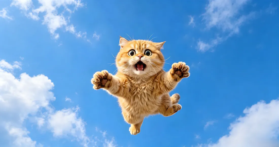3k橘猫壁纸|飞跃蓝天的胖橘猫背景图片 - 可爱治愈「哲风壁纸」 3k橘猫壁纸|飞跃蓝天的胖橘猫背景图片 - 可爱治愈「哲风壁纸」