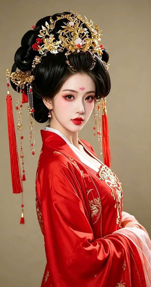 古风红衣女子手机壁纸｜红妆汉服美人背景图片 - 华贵典雅「哲风壁纸」