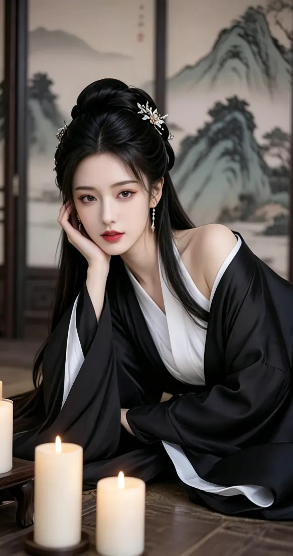 古风汉服手机壁纸|黑衣女子烛前背景图片 - 雅致国风「哲风壁纸」 古风汉服手机壁纸|黑衣女子烛前背景图片 - 雅致国风「哲风壁纸」