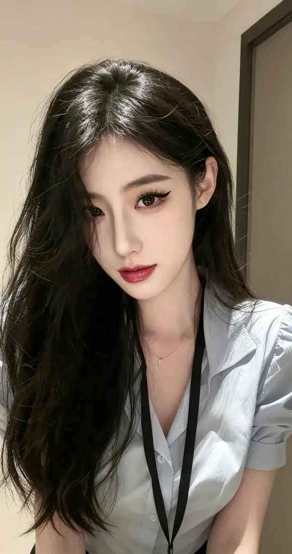 手机手机壁纸｜黑长直职场美女背景图片 - 精致人像「哲风壁纸」