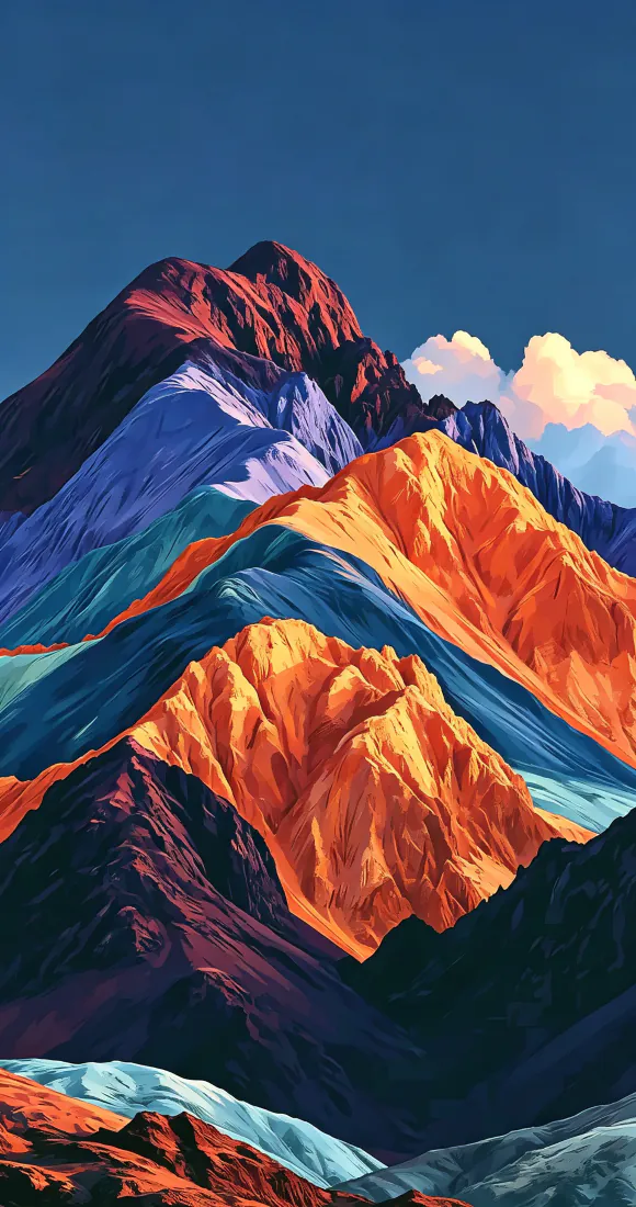 彩色山脉手机壁纸|层叠山峦晴空背景图片 - 绚丽插画「哲风壁纸」 彩色山脉手机壁纸|层叠山峦晴空背景图片 - 绚丽插画「哲风壁纸」