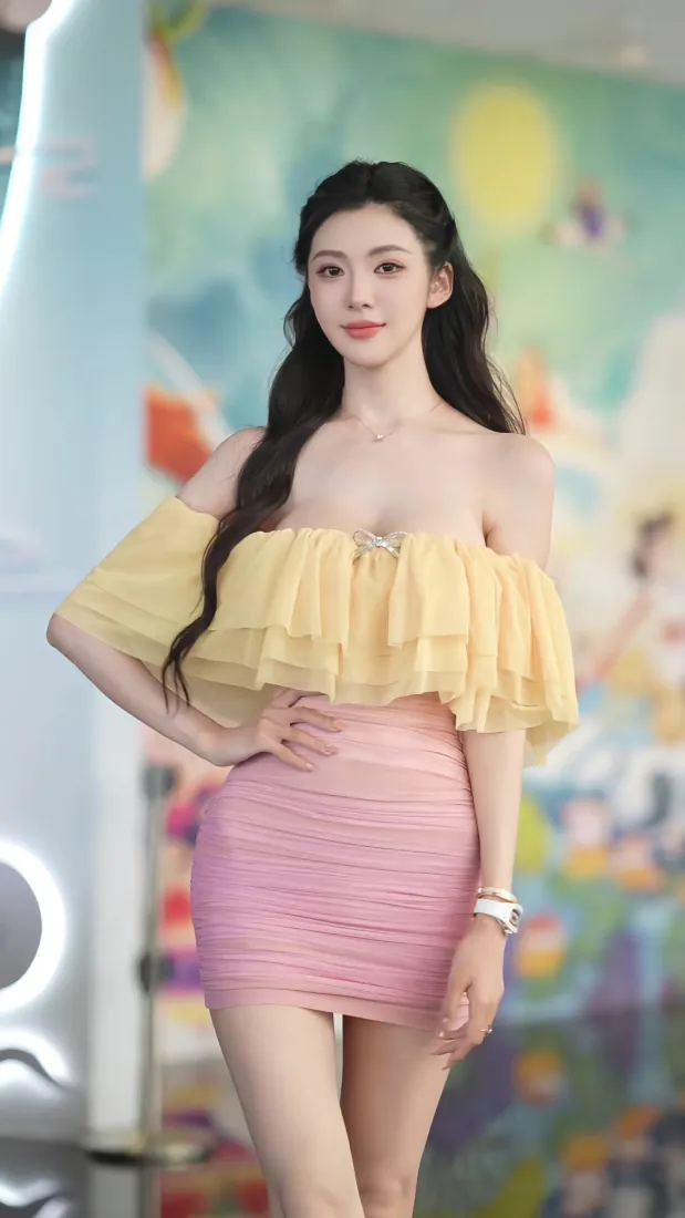 黄粉穿搭美女手机壁纸|露肩短裙少女背景图片 - 清新甜美「哲风壁纸」 黄粉穿搭美女手机壁纸|露肩短裙少女背景图片 - 清新甜美「哲风壁纸」