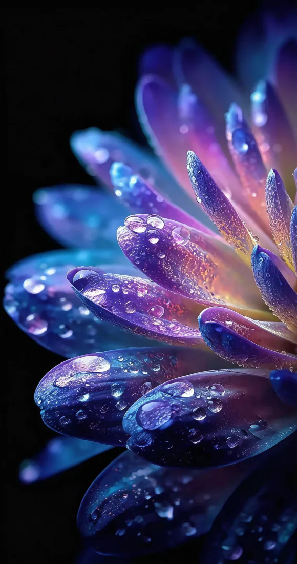 紫蓝渐变花朵手机壁纸|带水珠花瓣特写背景图片 - 梦幻暗调「哲风壁纸」 紫蓝渐变花朵手机壁纸|带水珠花瓣特写背景图片 - 梦幻暗调「哲风壁纸」