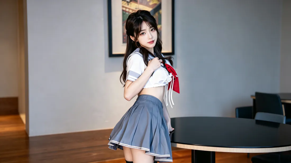 3k水手服少女壁纸｜室内清新写真背景图片 - 甜美校园风「哲风壁纸」