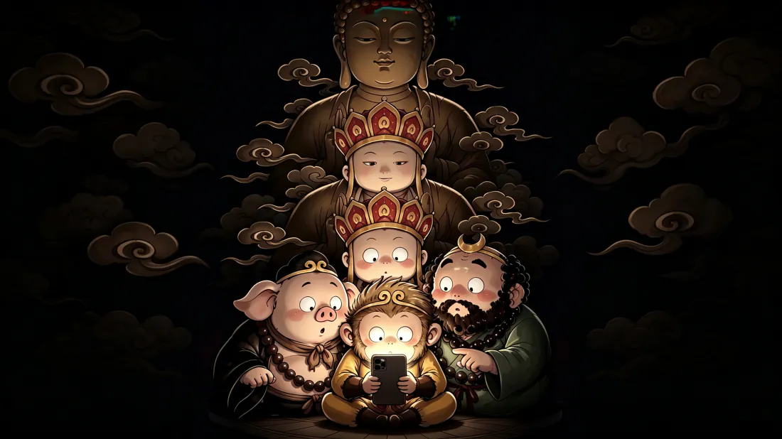 3k西游记Q版壁纸|师徒围坐看手机背景图片 - 暗黑国风「哲风壁纸」 3k西游记Q版壁纸|师徒围坐看手机背景图片 - 暗黑国风「哲风壁纸」