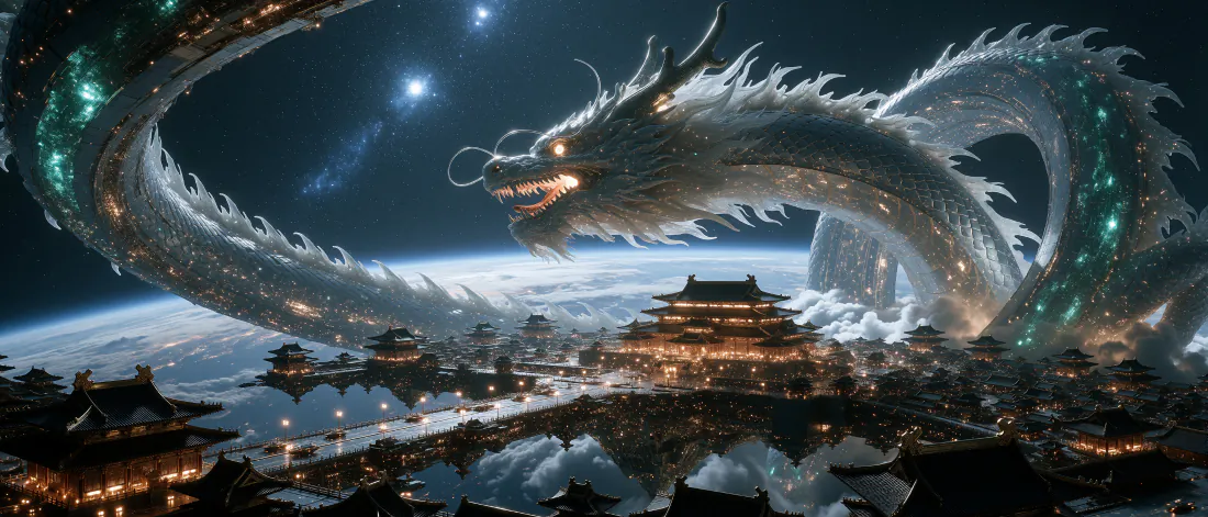 3k东方神龙壁纸｜云海天宫古建背景图片 - 壮阔玄幻「哲风壁纸」