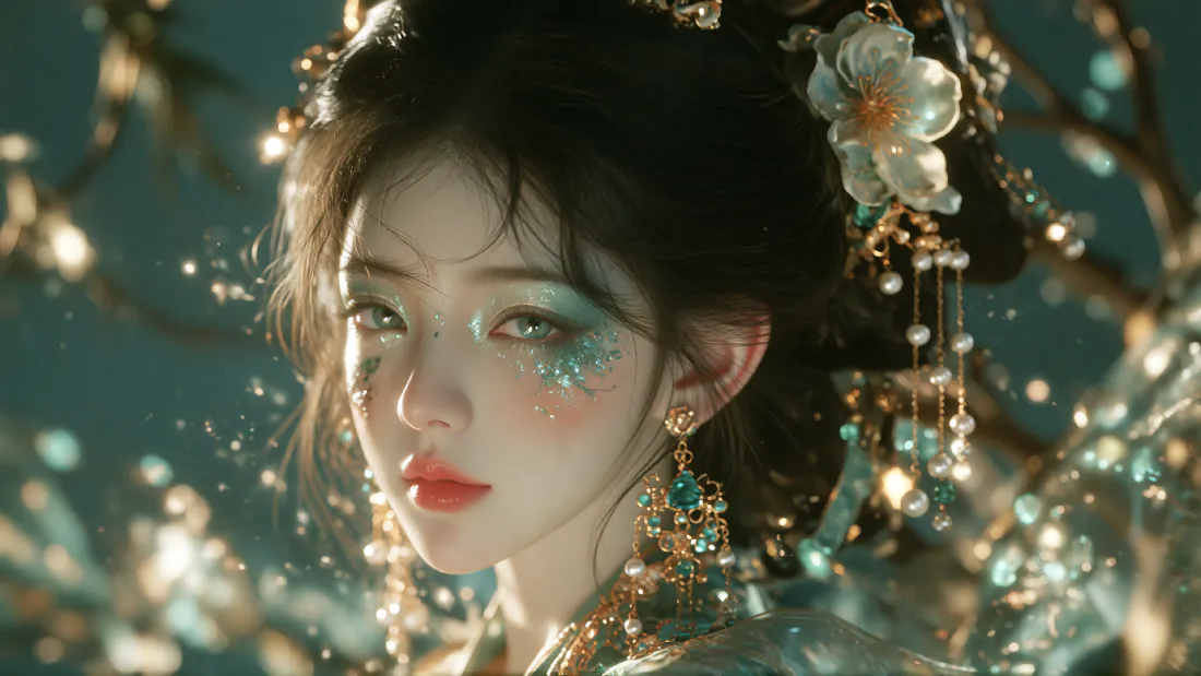 4k古风女子壁纸|青绿色花饰古装少女背景图片 - 梦幻唯美「哲风壁纸」 4k古风女子壁纸|青绿色花饰古装少女背景图片 - 梦幻唯美「哲风壁纸」