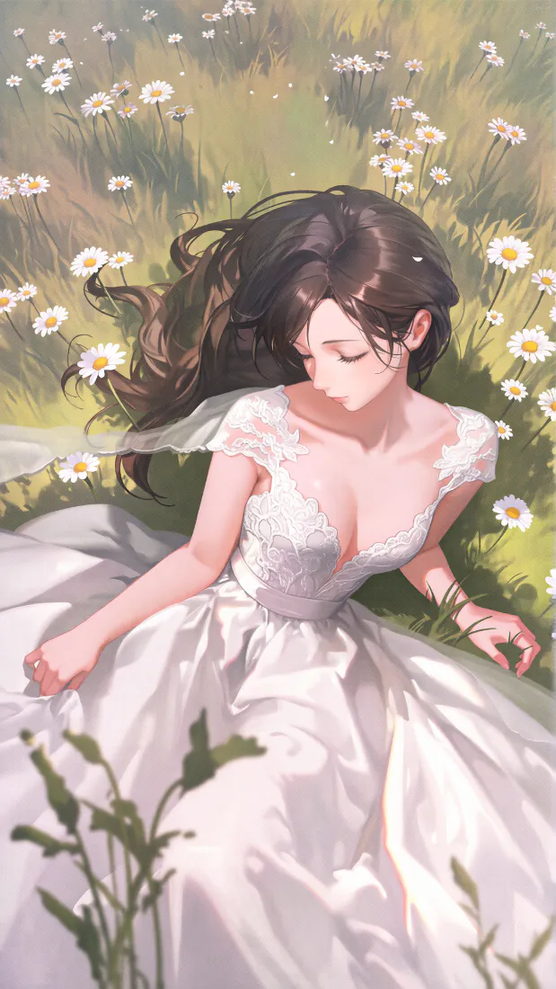 4k长发壁纸 - 少女 - 白裙 - 婚纱「哲风壁纸」