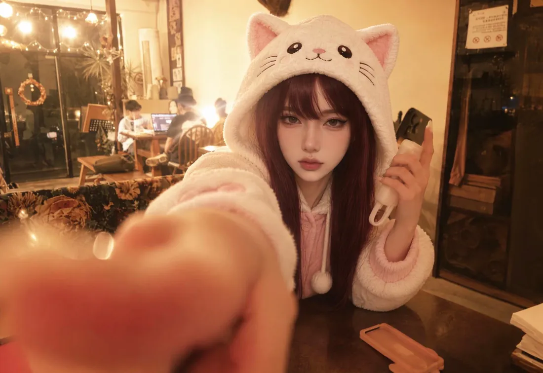 2kAI猫耳少女壁纸｜暖光室内自拍背景图片 - 治愈温馨「哲风壁纸」