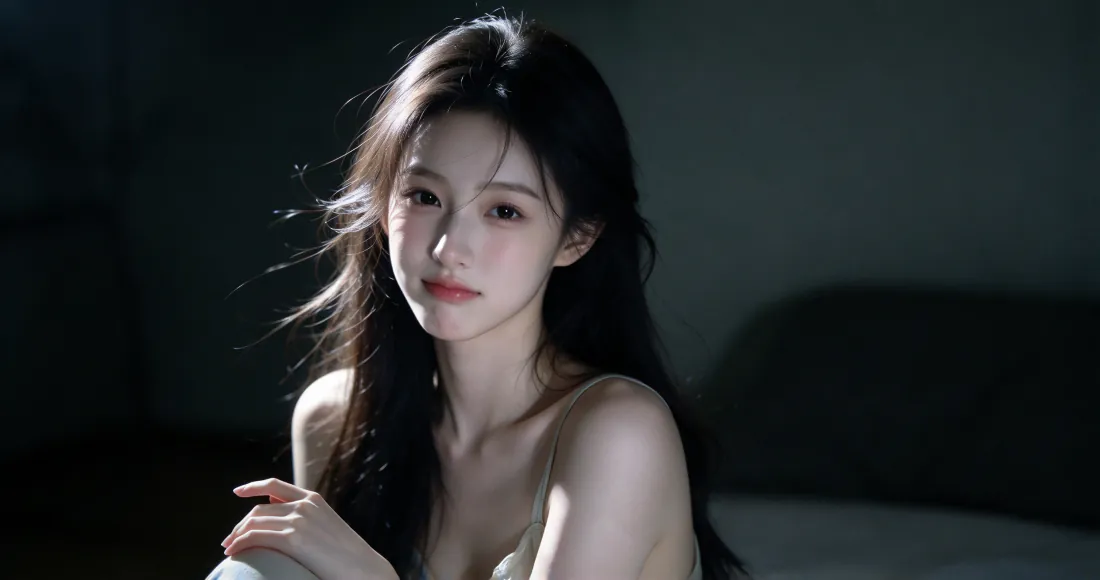 3k美女壁纸｜暗调光影长发少女背景图片 - 清冷氛围感写真「哲风壁纸」
