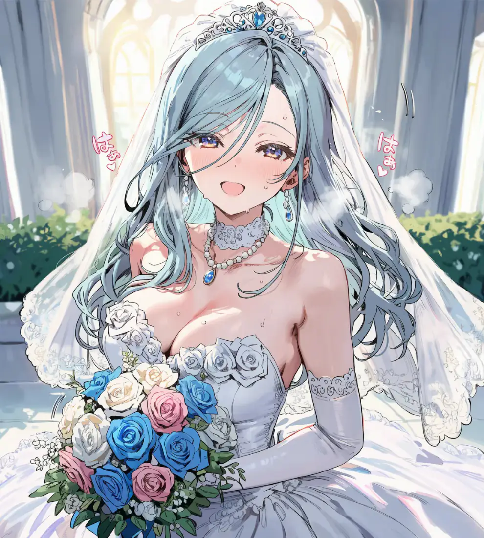 动漫少女手机壁纸｜婚纱花束少女背景图片｜清新浪漫「哲风壁纸」
