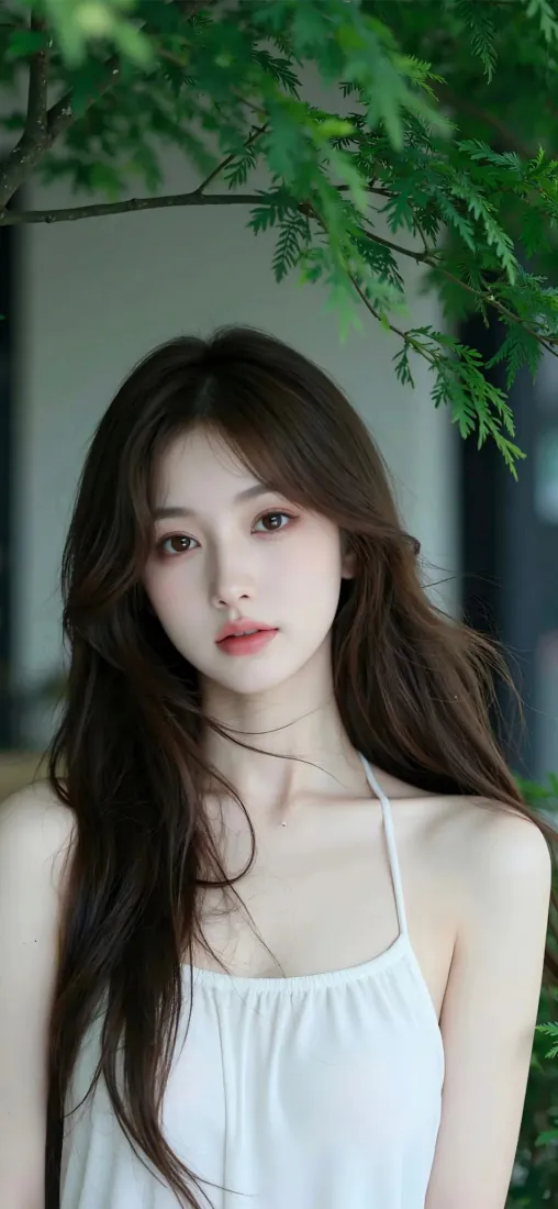 纯欲美女手机壁纸｜白衣长发少女背景图片 - 清新治愈「哲风壁纸」
