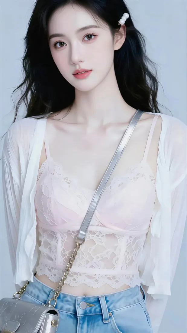 纯欲美女手机壁纸｜黑长卷发少女写真背景图片 - 清新温柔「哲风壁纸」