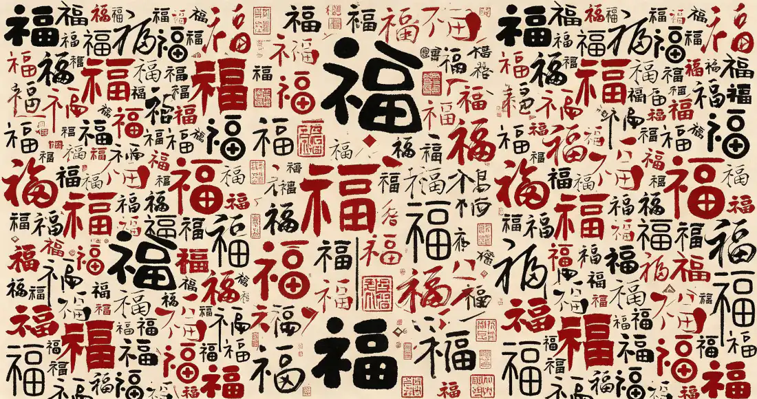 3k百福图壁纸｜福字书法纹样背景图片 - 喜庆国风「哲风壁纸」