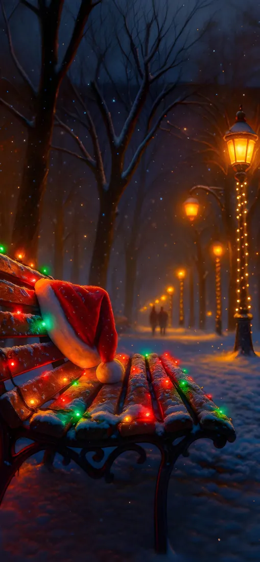 圣诞雪景手机壁纸|公园长椅路灯夜景背景图片 - 温馨治愈氛围「哲风壁纸」 圣诞雪景手机壁纸|公园长椅路灯夜景背景图片 - 温馨治愈氛围「哲风壁纸」