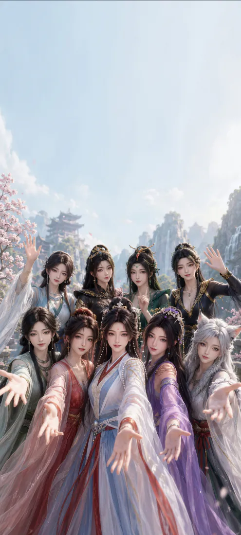 凡人修仙传手机壁纸|九位仙侠美女群像背景图片 - 春日桃花仙山「哲风壁纸」 凡人修仙传手机壁纸|九位仙侠美女群像背景图片 - 春日桃花仙山「哲风壁纸」