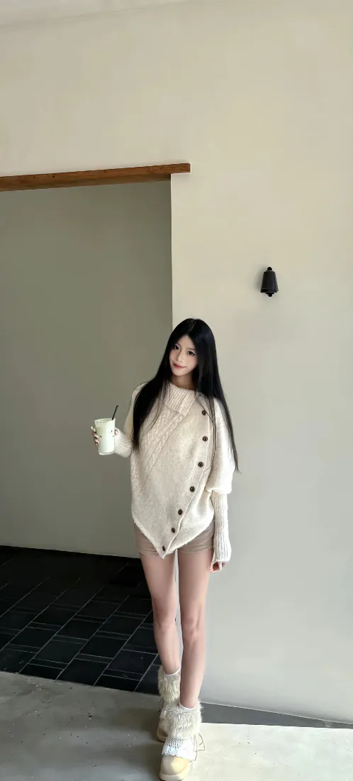 🔥手机壁纸｜黑长直女生手持饮品背景图片 - 清新简约穿搭「哲风壁纸」