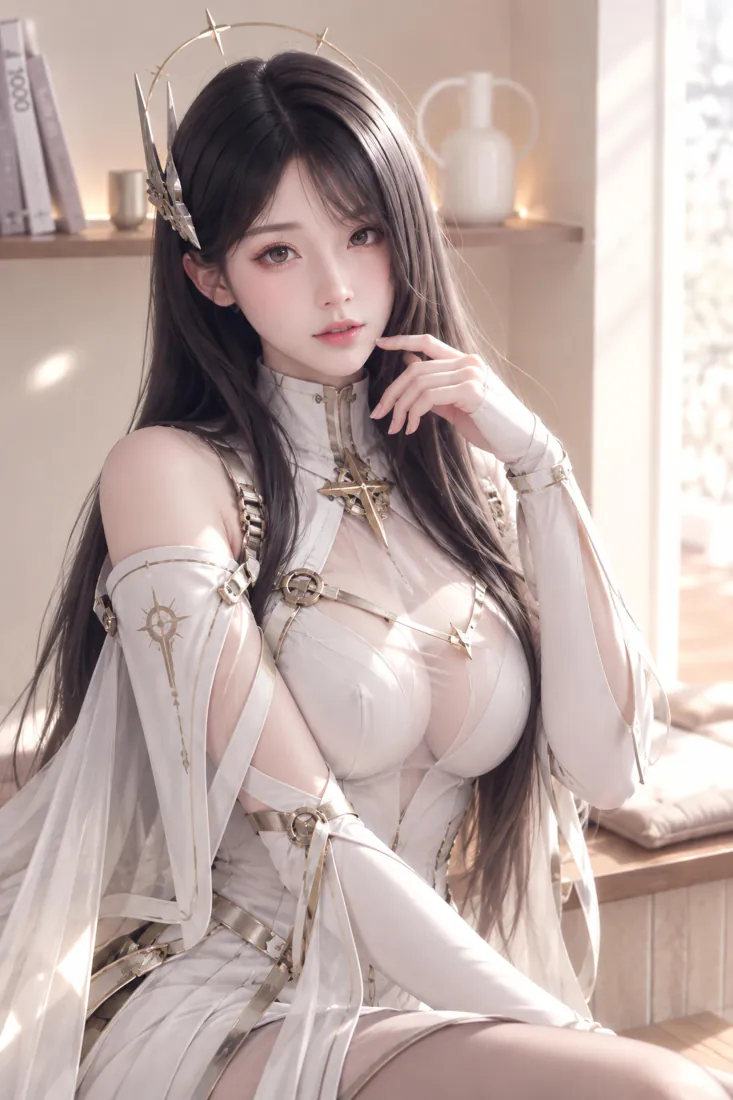 AI插画手机壁纸｜白衣长发少女窗边背景图片 - 治愈温馨「哲风壁纸」