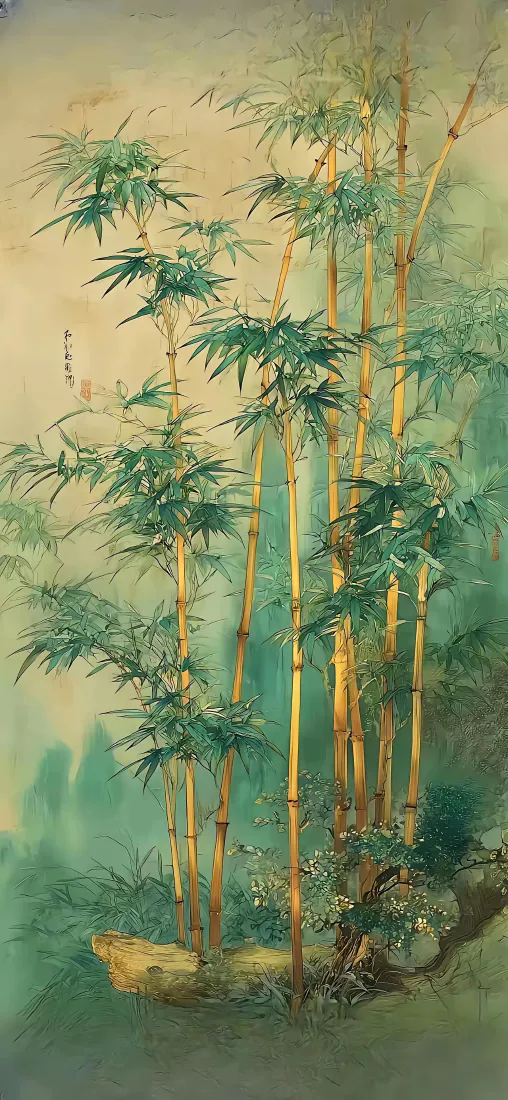 国风青竹手机壁纸｜金竹翠竹背景图片 - 雅致古风意境「哲风壁纸」