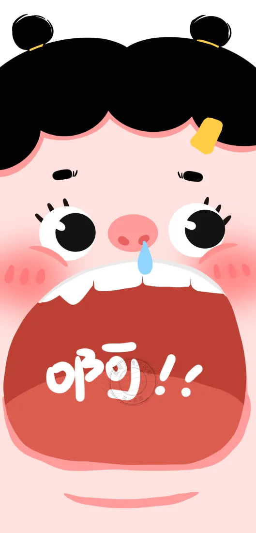 Q版小女孩手机壁纸｜张嘴惊讶表情背景图片 - 可爱卡通「哲风壁纸」