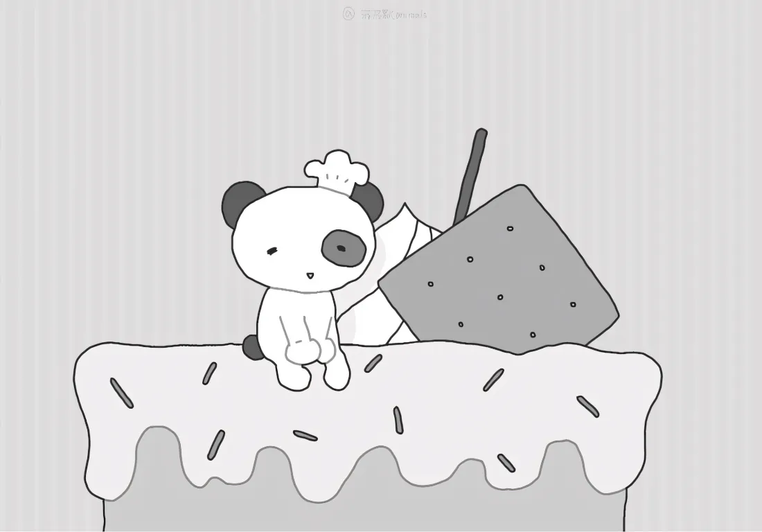 2k卡通熊猫壁纸｜蛋糕上的小熊猫背景图片 - 简约治愈「哲风壁纸」