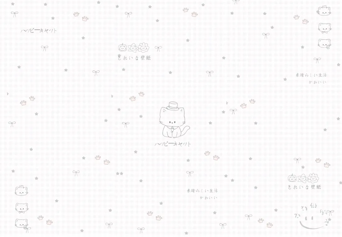 2k卡通小猫壁纸｜简约线稿白底背景图片 - 清新可爱「哲风壁纸」