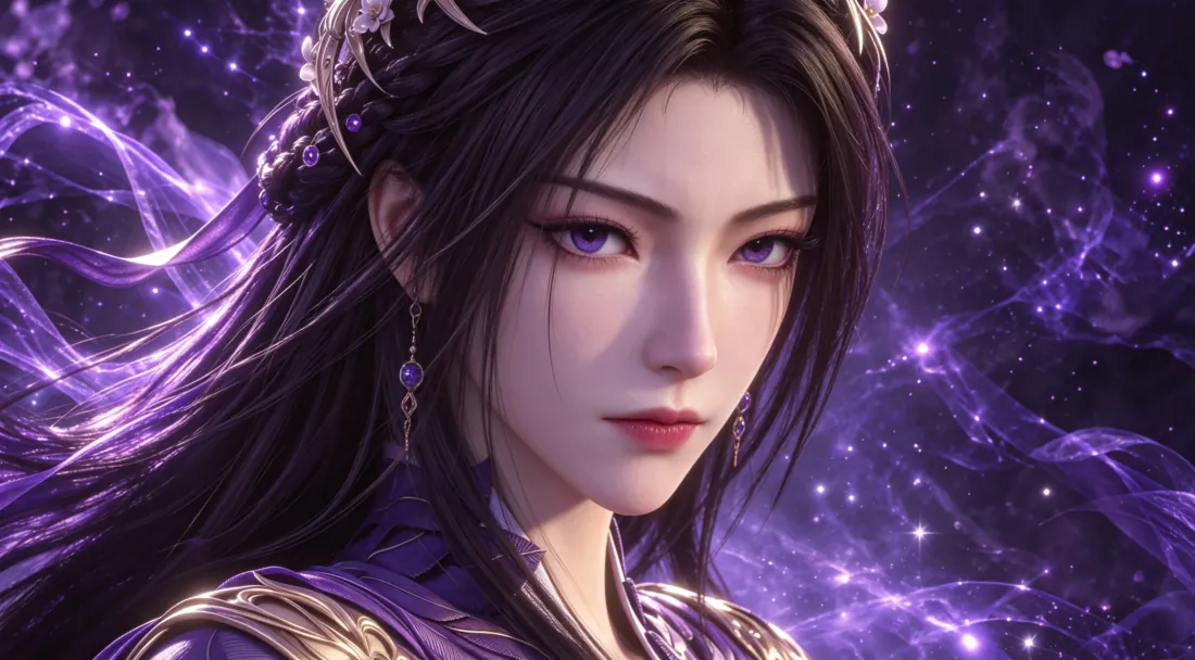 3k紫灵壁纸｜紫灵仙子星芒紫雾背景图片 - 仙侠玄幻「哲风壁纸」