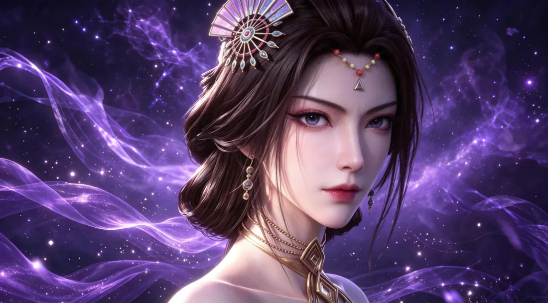 3k范静梅壁纸｜紫雾星空古风美人背景图片 - 仙侠氛围感「哲风壁纸」