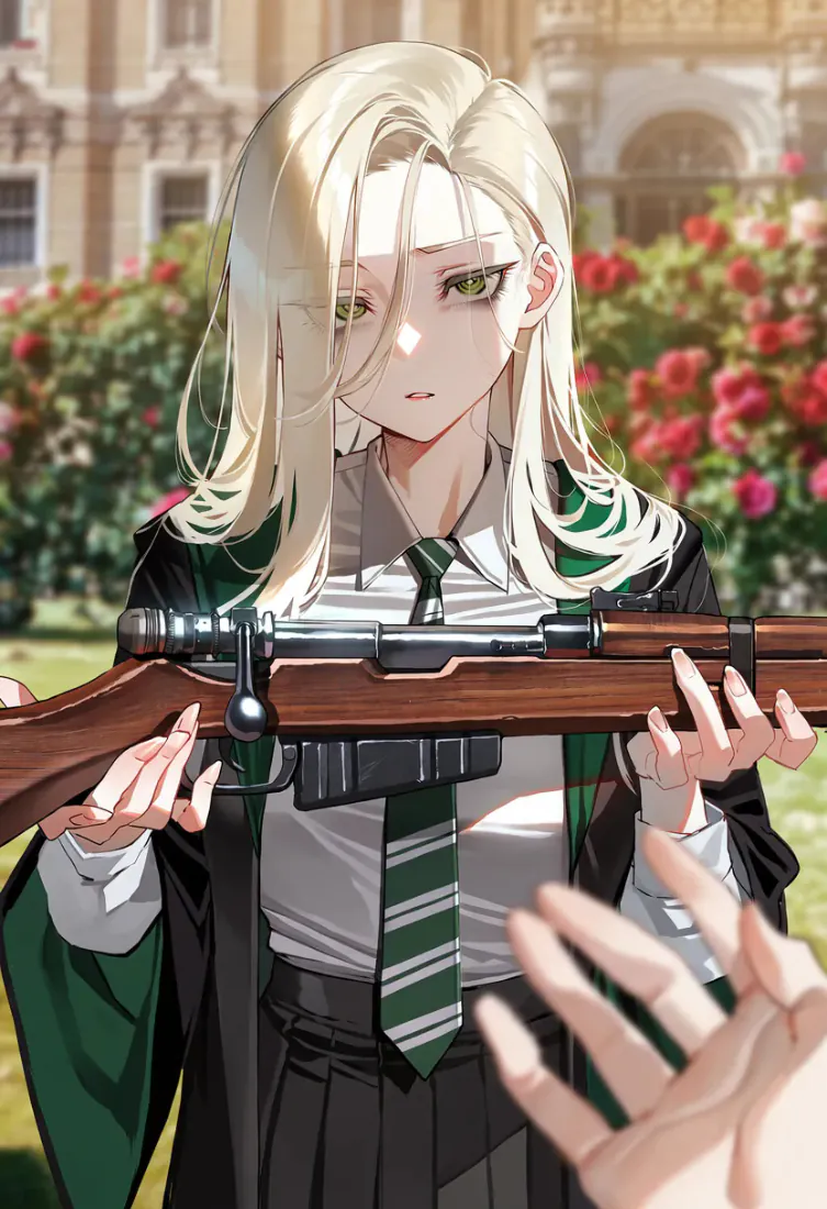 斯莱特林少女手机壁纸|持步枪校服女生背景图片 - 二次元插画「哲风壁纸」 斯莱特林少女手机壁纸|持步枪校服女生背景图片 - 二次元插画「哲风壁纸」