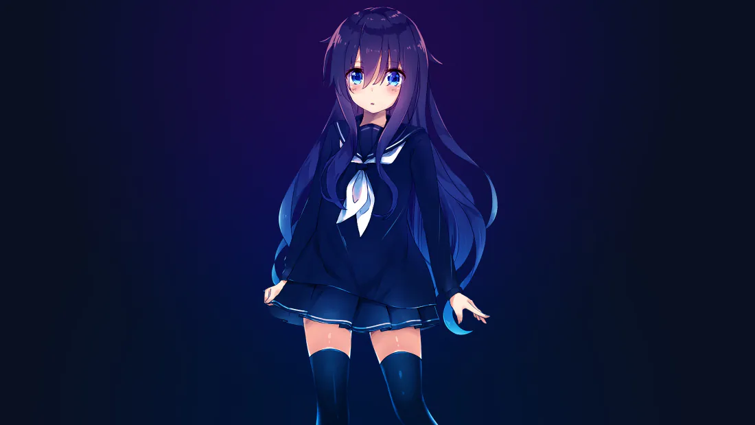 4k动漫少女壁纸｜紫发水手服少女背景图片 - 暗黑神秘「哲风壁纸」