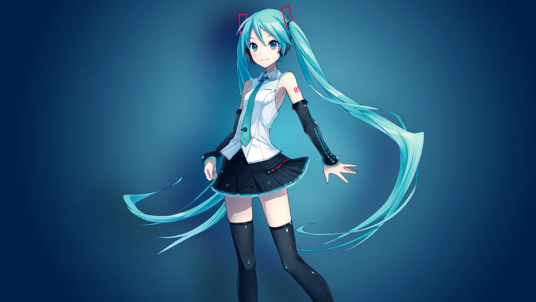 4k初音未来壁纸｜蓝调渐变背景少女立绘背景图片 - 清新二次元「哲风壁纸」