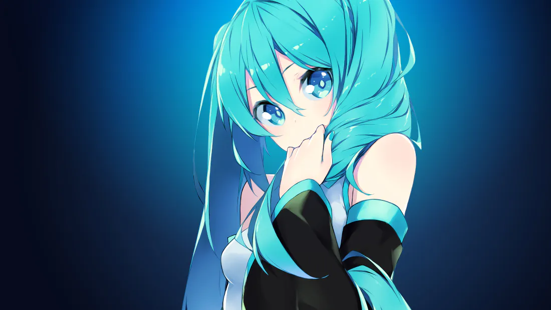 4k初音未来壁纸｜蓝调渐变背景少女背景图片 - 清新二次元「哲风壁纸」